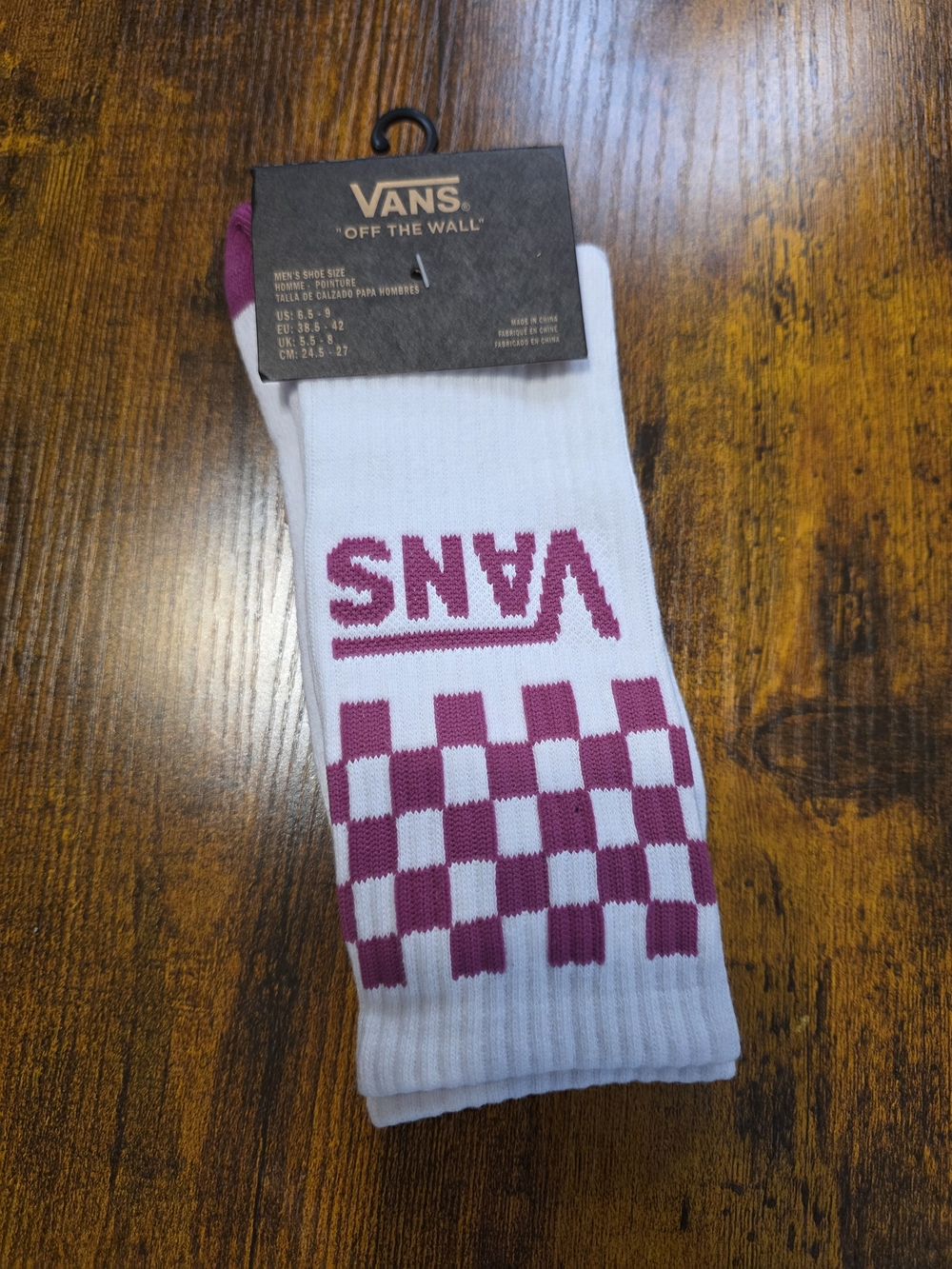 Vans Checkerboard Crew Socks Pink White Logo NWT Cute Streetwear 💕